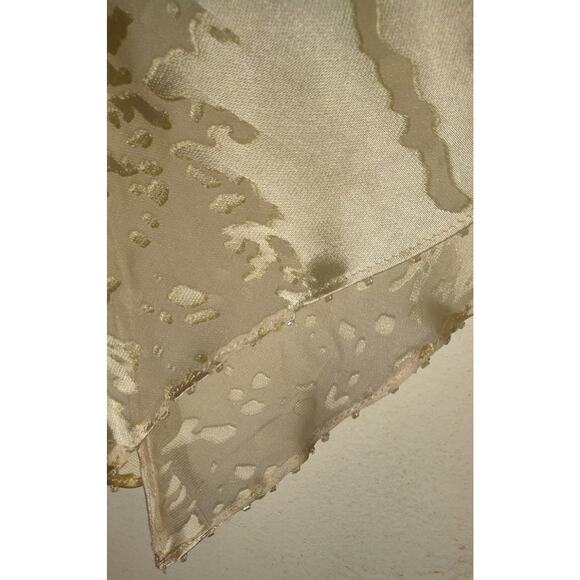 Capri Mon Cheri Silk Dress Sz 10 Ivory Tiered Burnout Wedding Old Money Luxury - Picture 7 of 16